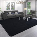 AROGAN Modern Shag Area Rug for Bedroom, 4x6 Feet Washable for Living Room, Indoor Floor Carpet, Plush Memory Foam Bedside for Kids Girls Teens Room, Low Pile Decor, Black