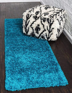 Unique Loom Solid Shag Collection Area Rug (2' 6" x 16' 5" Runner, Turquoise)