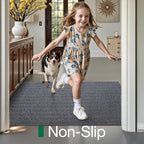 LUMI Ultra Thin Indoor Door Mat for Entrance 36"x56", Non Slip Entryway Mat, Low Profile Doormat, Unique Herringbone Design Carpet for Inside, Patio, Porch, Medium Gray