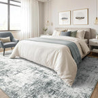 8x10 Machine Washable Area Rug for Living Room, Grey Modern Vintage Abstract Rug Large Non-Slip Low Pile Soft Faux Wool Carpet, Kids and Pets Friendly for Bedroom Dining Room Farmhouse Home Decor Rug