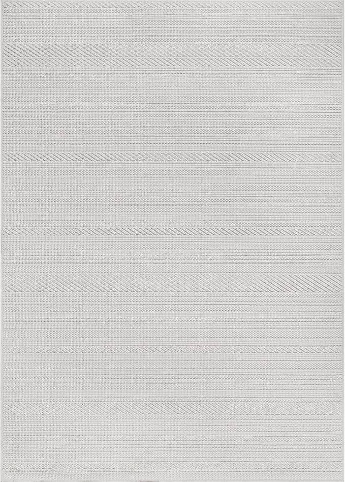 Micro Loop Indoor Rug White 8x10 Boho Geometric Neutral Area Rugs for Living Room Soft Luxury Modern Low and High Pile Durable Stain Resistant Non-Shedding Indoor Area Carpet 8 x 10