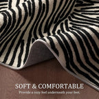 YIHOUSE 8×10 Ft Washable Rug, Black and White Abstract Area Rug for Bedroom Living Room Dining Room Office Playroom Nursery, Ultra Thin Nonslip Modern Large Rugs Soft Contemporary Striped Rugs