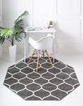 Rugs.com Lattice Frieze Collection Rug – 7' 10 Octagon Dark Gray Medium Rug Perfect for Living Rooms, Kitchens, Entryways