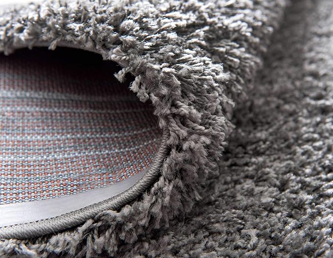 Unique Loom Solid Shag Collection Area Rug (10' x 13' Rectangle, Graphite Gray)