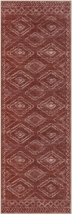 KILOCOCO Boho Kitchen Runner Rug 2x6 Washable Runner Rug, Soft Runners for Hallways Non Slip Printed Distressed Laundry Room Rug, Low-Pile Rug for Entryway/Bedroom/Living Room, Burnt Orange/Red