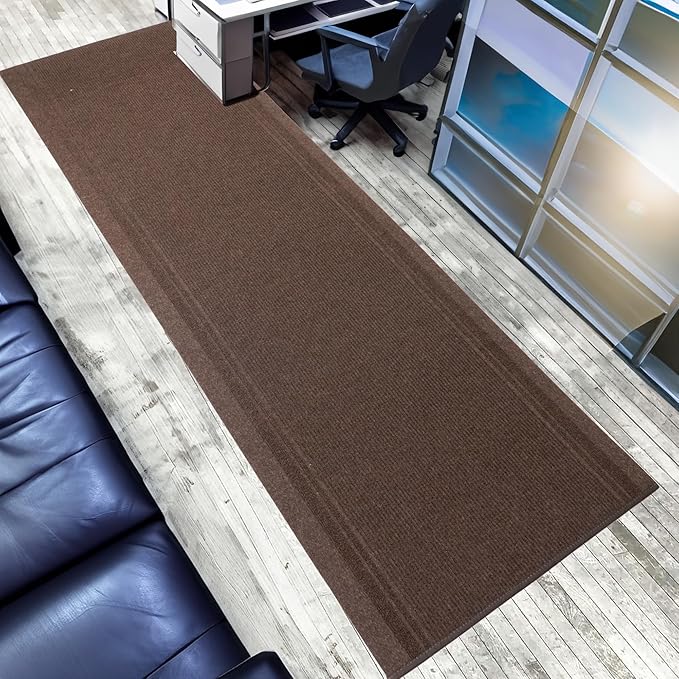 English Home Custom Size Non Slip Striped Design Light Weight Durable PVC Backing Thin Pile Runner Rug (26" x 9')