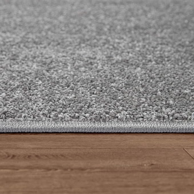 Paco Home Solid Area Rug in Anthracite Modern Plain Design, Size: 2'8" x 4'11"