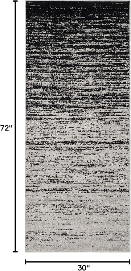 SAFAVIEH Adirondack Collection Runner Rug - 2'6" x 6', Silver & Black, Modern Ombre Design, Non Shedding & Easy to Clean, Ideal for Hallway, Foyer, Kitchen, Entryway, Bedroom (ADR113A)