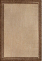 CAMILSON Outdoor Rug 5x7 Bordered Natural Brown Modern Area Rugs for Indoor and Outdoor Patios, Kitchen and Hallway Mats, Washable Porch Deck Outside Carpet (Border Jute, 5 x 7)