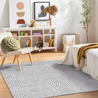 6x9 Area Rug - Large Abstract Washable Non-Slip Grey Living Room Rug Rainbow Low-Pile Floor Carpet Soft Modern Accent Rugs for Bedroom Dining Room Office Classroom Nursery