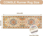 COMSLE Boho Runner Rug, 2' x 8' Washable Rugs for Hallway Faux Wool Small Kitchen Area Rug Distressed Throw Rug Non-Slip Laundry Room Rug Carpet Runner for Entryway Indoor Bedroom