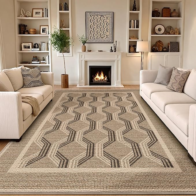 LUMI 4x6 Washable Area Rug for Living Room, Ultra Soft Modern Abstract Rugs Non Slip with Rubber Backing, Low Profile, High Traffic, Stain Resistant Carpets, Ideal for Bedroom, Dining Room, Indoor