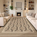 LUMI 8x10 Washable Area Rug for Living Room, Ultra Soft Modern Abstract Rugs Non Slip with Rubber Backing, Low Profile, High Traffic, Stain Resistant Carpets, Ideal for Bedroom, Dining Room, Indoor