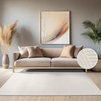 Paco Home Modern Area Rug with Raised Curved Line Pattern – Minimalist Design in Cream, Size: 6'7" x 9'6"