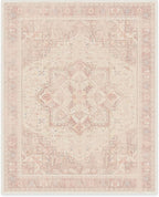 RUGGABLE Washable Area Rug – Kamran Soft Pink 8x10, Stain-Resistant, Non-Slip – Large Machine Washable Rugs for Living Room, Bedroom, Hallway, Entryway & Office–with Standard Pad