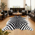 AROGAN Premium Faux Zebra Hide Rug 6.2 x 7 Feet, Sturdy and Large Size Zebra Print Rugs, Suitable for Bedroom Living Room Western Decor, Faux Fur Animal Carpet, Black and White