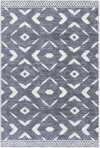 KILOCOCO Living Room Rug 5x7 Area Rug Printed Boho Washable Bedroom Rugs Non Slip Soft Large Moroccan Rubber Backed Indoor Rugs for Dining Room Office Farmhouse Geometric Carpet,Dark Grey