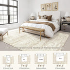 8x10 Area Rug Living Room Rugs - Washable Neutral Modern Abstract Soft Thin Rug Indoor Floor No Slip Rug Carpet for Bedroom Under Dining Table Home Office Decor - Beige/Brown