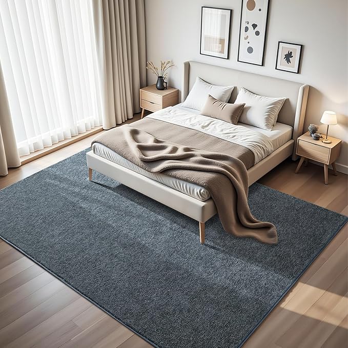 HQAYW 5x7 Area Rugs for Living Room Bedroom, Modern Thickened Memory Foam Soft Rug, Indoor Low Pile Minimalist Washable Non Slip Carpets for Kids Girls Boys Nursery Dorm Home Decor, Navy Blue