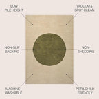 JONATHAN Y Machine Washable Cream/Green Indoor Area Rug 8X10 ft, Cirkel Minimalist Geometric Dot for Living Room, Bedroom, Kitchen, Office, Easy-Cleaning, Pet-Friendly, Non-Shedding WSH113C-8