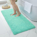 Bathroom Runner Rug 24x70 Spa Blue Non Slip Fluffy Long Bath Mat for Bathroom Floor Washable Plush Luxury Large Bath Rug for Tub Absorbent Runner Rug for Bedside