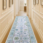 Fame Living Cream Green Oushak Runner Rug, Modern Runners, Turkish, Eclectic, Floral, Pastel, Washable, Long Runner Rugs for Hallway, Kitchen, Living Room, Bedroom, Kitchen, Bathroom, 2'5"x13'