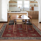 RUGGABLE Washable Vintage Area Rug – Verena Amber Red 6x9, Stain-Resistant, Non-Slip – Medium Machine Washable Rugs for Living Room, Bedroom, Hallway, Entryway & Office–with Standard Pad