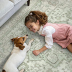 GENIMO 2x7 Runner Rugs for Hallway, Machine Washable Non Slip Vintage Rugs, Low Pile Lightweight Soft Print Rug for Enrtyway, Corridor, Home Office, Kitchen, Oat Light