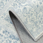 Blue Runner Rug 3x10 Hallway Machine Washable Kitchen Vintage Distressed Non Slip Long Carpet Indoor Retro Floral Bedroom Accent Throw Rug for Bathroom Office Laundry Dining Room