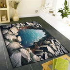 Visual Illusion Canyon Living Room Rug, 5x7ft, 3D Visual Effect Stream Indoor Throw Mat, Stone Crack Ultra Soft Home Decor Carpet, Thin Low Pile Machine Washable Rugs for Entrance