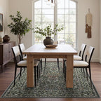 Bavni 5x7 Area Rugs for Living Room, Floral Rug Machine Washable Non Slip, Vintage Boho Forest Carpet, Soft Low Pile Thin Lightweight Rugs for Bedroom, Farmhouse, Dining Room Office, Emerald Green