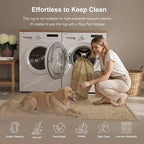 HUGEAR 3x5 Machine Washable Area Rugs Vintage Brown - Neutral Non Slip Stain Resistant Low Pile Aesthetic Throw Carpet Kids & Pet Friendly for Living Room Kitchen Dining Room Laundry