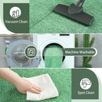 AROGAN Washable 6×9 Living Room Rug, Modern Area Rugs with Soft Memory Foam for Bedroom, Minimalist Non-Slip Indoor Floor Carpet for Dining Room Office Kids Playroom Decor, Matte Green