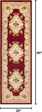 Rugs.com Chateau Collection Rug – 2' x 7' Runner Red Medium Rug Perfect for Hallways, Entryways