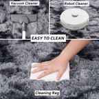 Beglad Fluffy Large Area Rugs 9x12 Feet, Modern Minimalist Style Shag Fuzzy Rugs, Non-Slip Indoor Carpet Soft Rugs for Kids Room, Bedroom & Living Room, Tie-Dyed Dark Grey