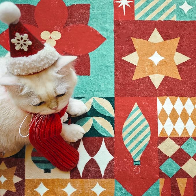 jinchan Christmas Rug 3x5 for Entryway Washable Christmas Bedroom Rug Xmas Geometric Doormat Non-Slip Soft Throw Carpet Festive Red-Green Holiday Patch Decor for Kitchen Living Room Bathroom