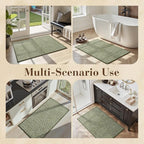 MontVoo Door Mat Indoor Entrance Doormat, Absorbent Durable Rubber Non Slip Front Door Mat for Inside Entry Entryway Dirt Trapper Welcome Mat, Green 17''x30''