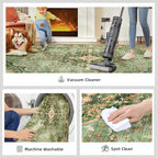 Green Rug 2x5 Runner Rugs Boho Small Washable Area Rugs for Entryway Bathroom Kitchen, Small Rugs Soft Low Pile Non-Slip Rubber Backing Oriental Door Mat