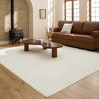 Bedsure 8x10 Fluffy Area Rugs for Living Room, Machine Washable Rugs, Non-Slip Backing, Non-Shedding, Pet Friendly Throw Rug for Bedroom Dining Room, Coconut White