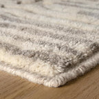 Dash & Albert Hicks Natural Hand Knotted Wool Rug, 5 X 8 Feet, Ivory Geometric Pattern - Premium Luxury Hotel Quality Soft Breathable Hypoallergenic Machine Washable Easy Care All Season
