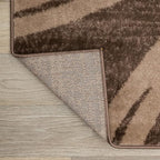 Rugshop Modern Wavy Circles Design Round Rug, Carpet with Jute Backing for Dining Room, Bedroom, or Living Room, Brown, 6'6" Round