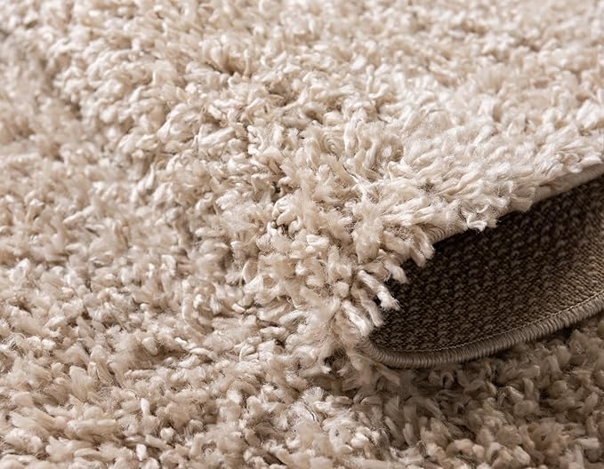 Unique Loom Davos Shag Collection Area Rug - Solid (3' 3" x 5' 3" Oval, Linen)