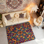 Vintage Mandala Area Rug 3x5 Bohemian Style Watercolor Flowers Rugs for Living Room | Boho Floral Washable Rug, Victorian Decor Antique Damask Carpet Indoor Floor Mat