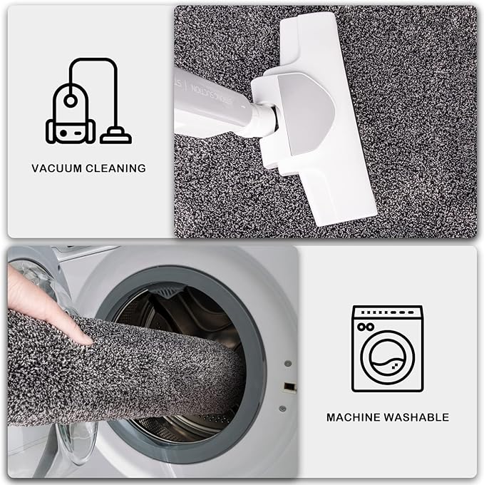 PURRUGS Dirt Trapping Door Mat 31.5" x 47", Non-Slip Machine Washable Entry Rug, Shoe Scraper, Dog Doormat, Super Absorbent Welcome Mat for Front & Back Door, Muddy Shoes & Paws,Light Grey-Dark Grey