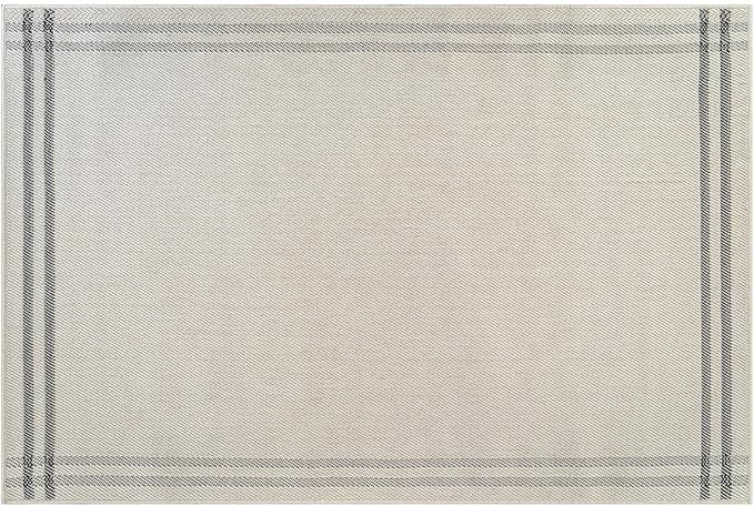 Easy Jute Rugs 2x3 Bordered Bone Color Living Room Indoor Outdoor Door Mat for Patio and Kitchen Rug High Traffic Washable Easy to Clean Solid Boho Woven Design Outside Carpet (2 x 3)
