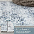 Morebes Vintage Kitchen Rugs Non Slip Washable Rug Runner,Non Skid Bath Mat Runner,Distressed Long Bathroom Rug Indoor Floor Carpet for Room Hallway Entryway Laundry Foyer, Blue-Gray