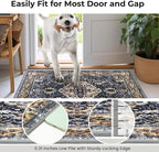 KOZYFLY Runners for Hallways 3x12 Ft Extra Long Washable Kitchen Thin Runner Boho Runner Rug for Entryway Indoor Printed Faux Wool Stair Runner Floor Carpet for Stair Kitchen Hall, Gold/Navy