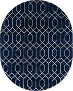 Unique Loom Glam Collection Area Rug - Trellis (7' 10' x 10' Oval, Navy Blue Silver/ Silver)