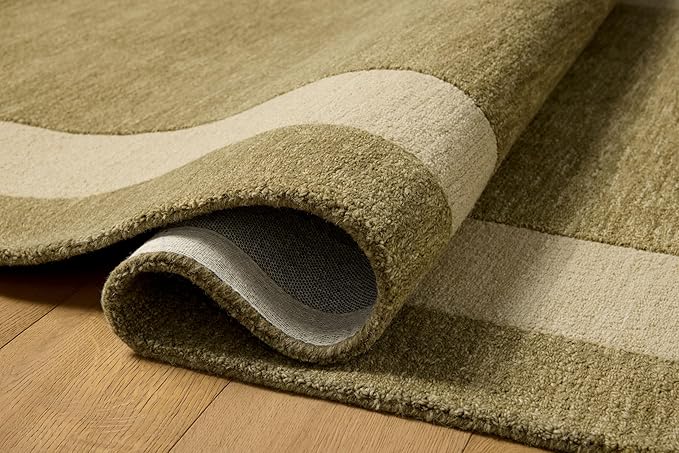 Loloi Leanne Ford Craven Collection CVN-01 Light Olive/Oatmeal 7'-9" x 9'-9" Area Rug Geometrical, Patterned, Neutral, Living Room, Bedroom, Dining Room