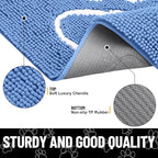 Smiry Dog Door Mat for Muddy Paws, Absorbent Dirt Trapper Non Slip Quick Dry Washable Chenille Mat for Mud Dogs, Entry Rug for Indoor and Outdoor (40x32 Inches, Cornflower Blue and White)